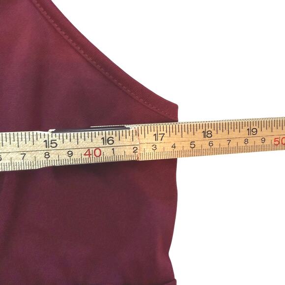 Lace Trim Slip Dress | Burgundy High Low Hem Adjustable Straps Coquette | XL - Picture 8 of 9